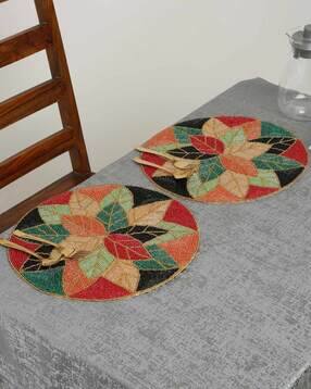 hosta homes Set of 2 Leaf Bead Embellished Table Placemats-picture-53