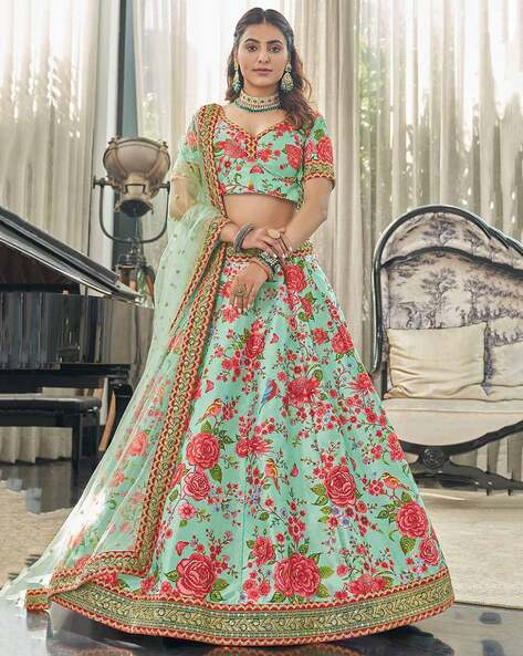 Sea Green Bridal Lehenga Choli, Sea Green Bridal Lehengas and Sea Green  Bridal Ghagra Chaniya Cholis online shopping