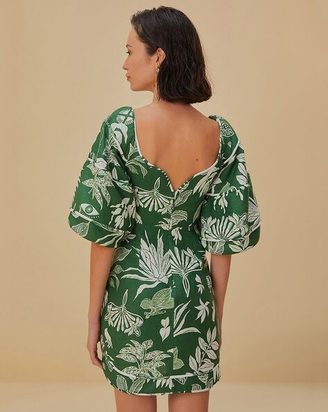 forest soul green short sleeve mini dress ANALISE Mint Green Floral Mini Dress main image 1