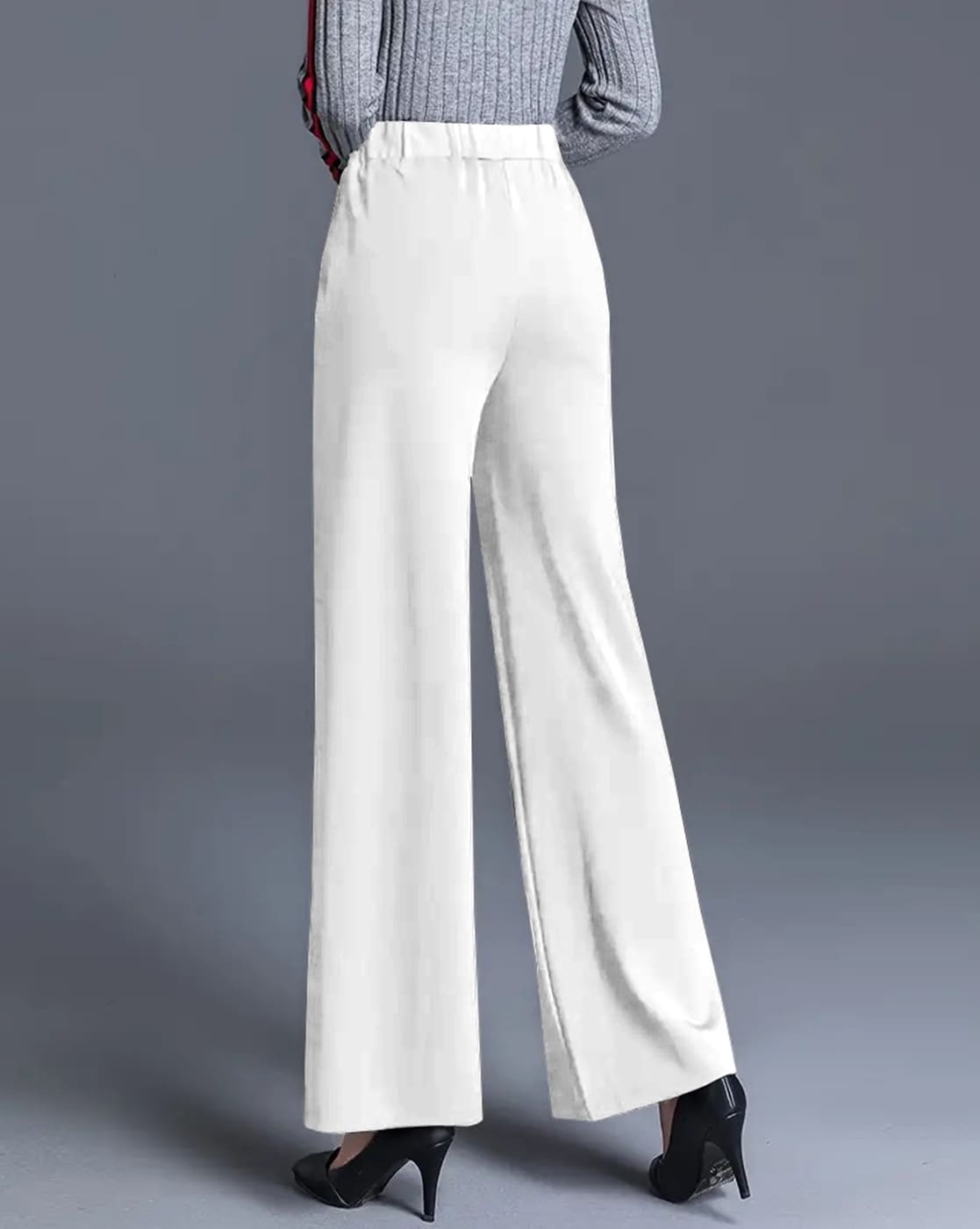 Pants For Women Ladies Solid Color Drawstring Elastic Waist Casual Loose  Foot Sweatpants White M - Walmart.com
