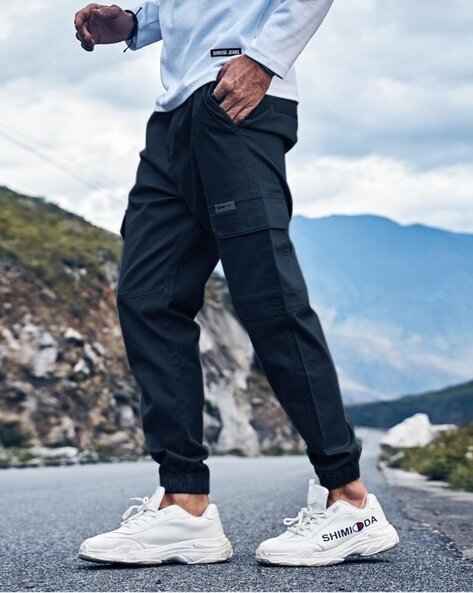 Men Baggy Fit Flat-Front Cargo Pants