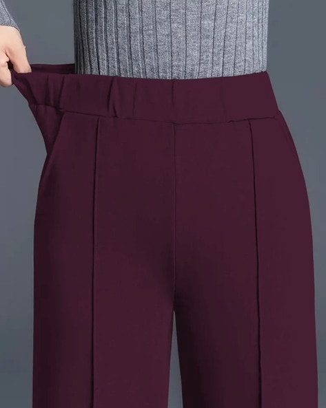 Buy Wine Trousers & Pants for Women by Silverfly Online