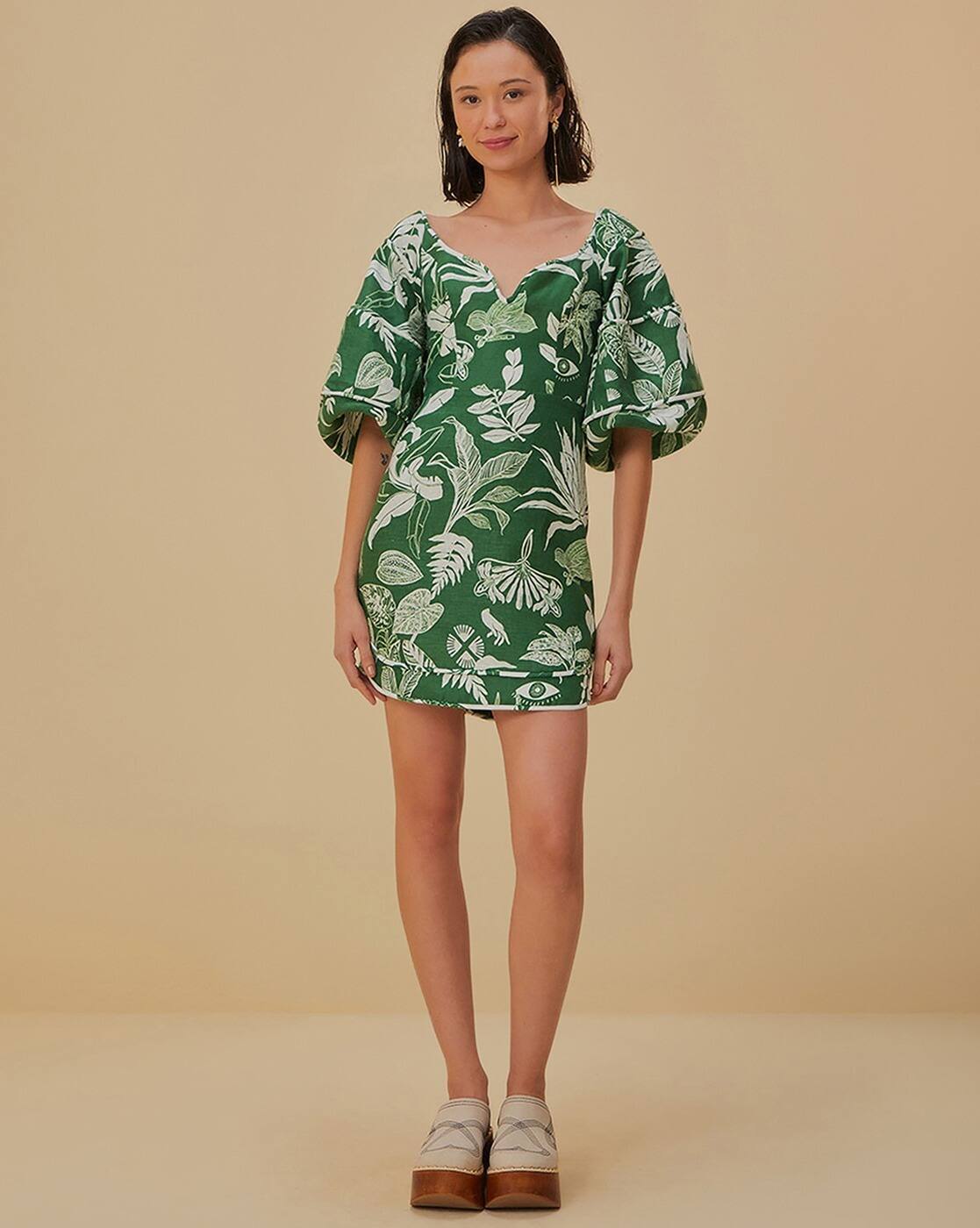 forest soul green short sleeve mini dress Buy FARM RIO Forest Soul Short Sleeve Mini Dress | Green Color Women