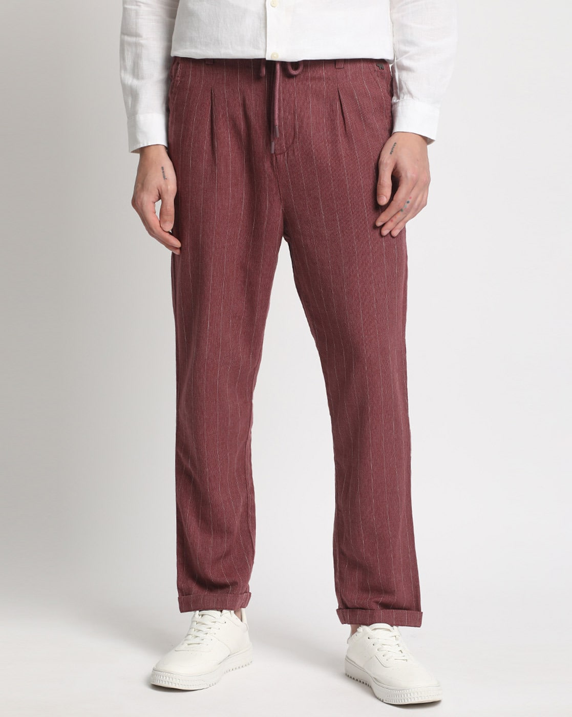 THE BEAR HOUSE Men Striped Tapered Fit Trousers