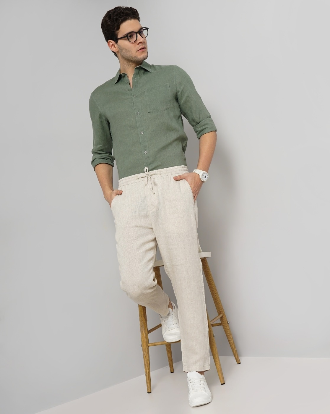 Buy CELIO Solid Cotton Slim Fit Mens Trousers | Shoppers Stop