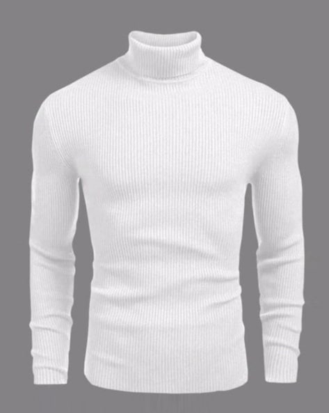 Men Ribbed Slim Fit High-Neck Pullover