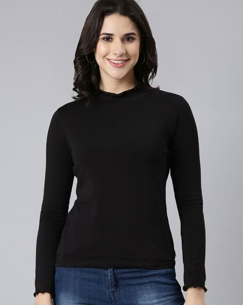 Women Slim Fit High-Neck T-Shirt