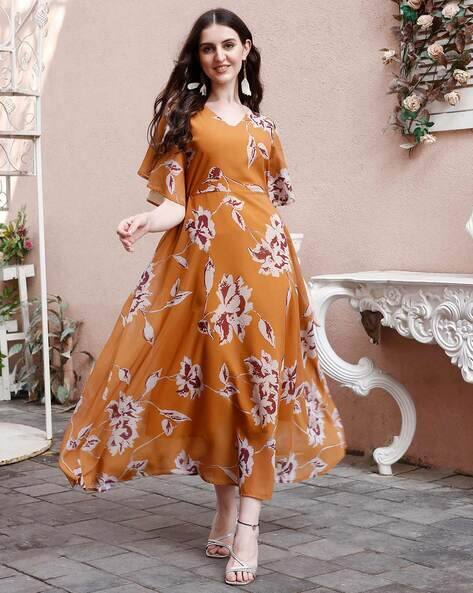 slim fit dress slacks Madame Mustard Fit And Flare Cotton Blend Midi Dress main image 0