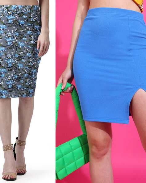 Buy Blue Skirts for Women by POPWINGS Online Ajio