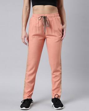 showoff Women Straight Track Pants with Drawstring Waist-picture-1
