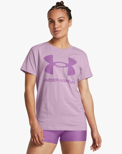 Women Sportstyle Brand Print Loose Fit Crew-Neck T-Shirt