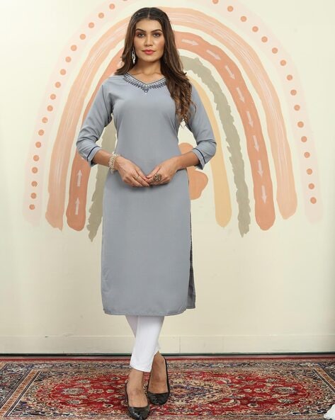 Designer grey kurtis hotsell