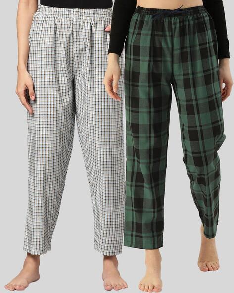 Buy Women's Super Combed Cotton Relaxed Fit Checkered Pyjama with Side  Pockets - Black RX47