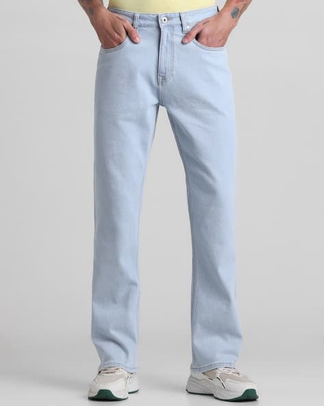 Men Lightly Washed Bootcut Jeans