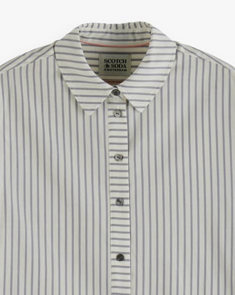 $125 deals Scotch & Soda womens cotton white blue stripe shirt