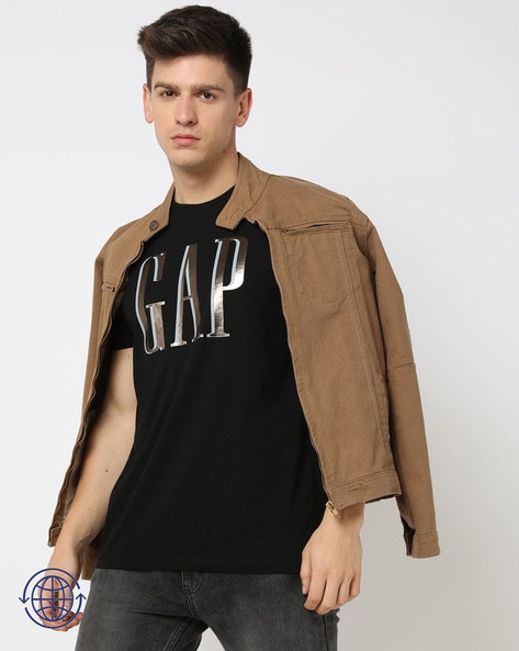 Men Brand Print Slim Fit Crew-Neck T-Shirt