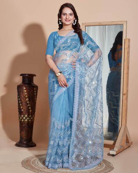 Civamee Women Embellished Soft Net Saree