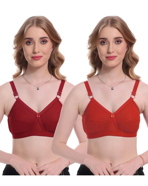 Women Pack of 2 Full-Coverage Bras with Bow Accent