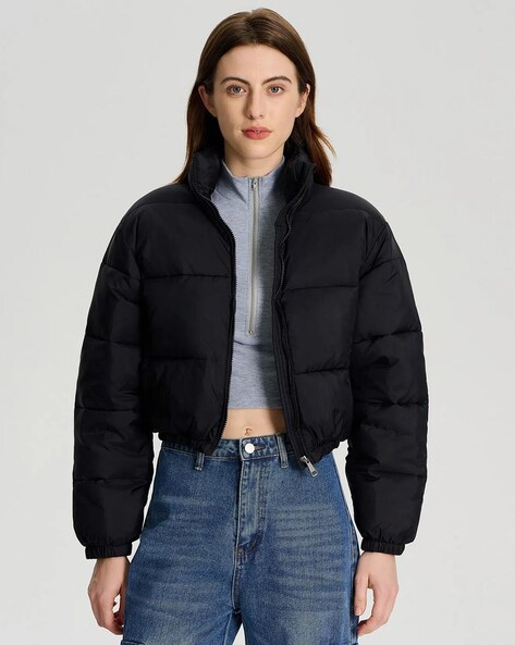 Women Quilted Zip-Front Bomber Jacket