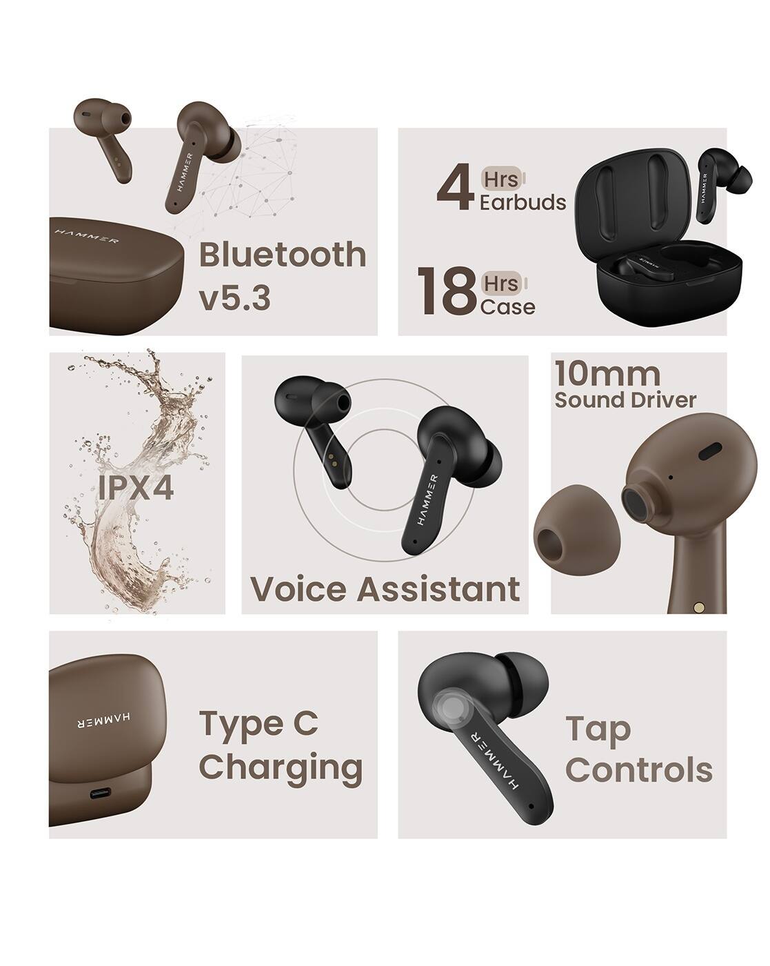 Buy Mocha Brown Headphones for Tech by Hammer Online