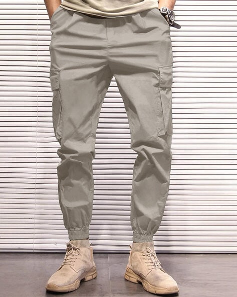 Men's Pockets Military Cargo Pant Elastic Waisted Relaxed Fit Pants