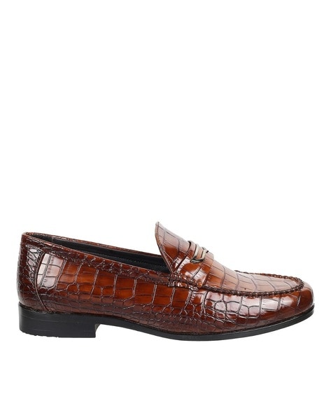 Men Croc Embossed Slip-On Mocassins 