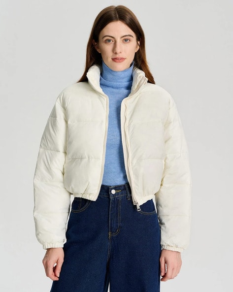 Women Quilted Zip-Front Bomber Jacket