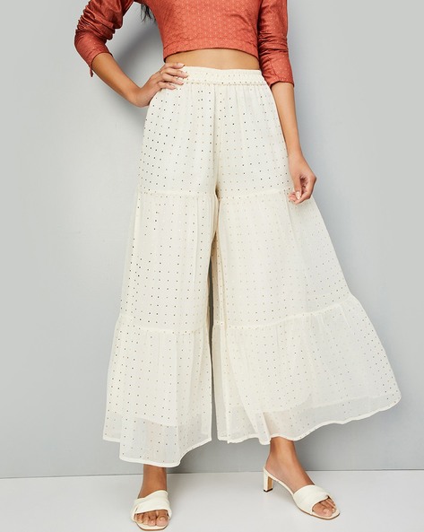 Women Embellished Sharara with Elasticated Waistband Price in India