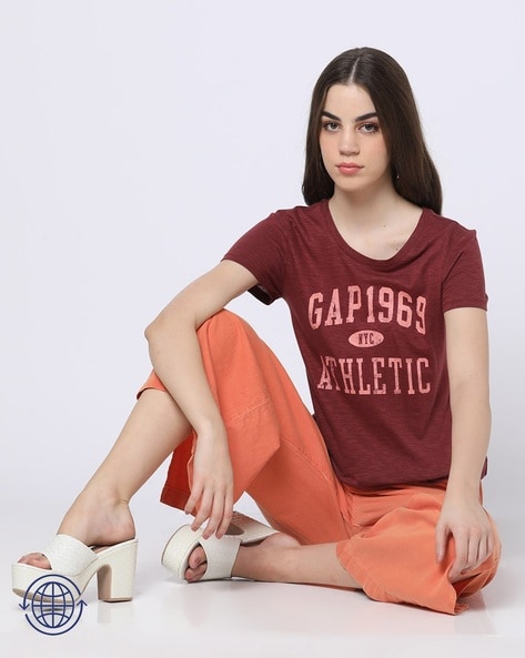 Typographic Print Relaxed Fit Round-Neck T-Shirt