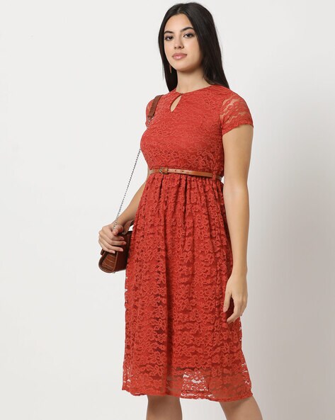 Women Fit & Flare Lace Dress