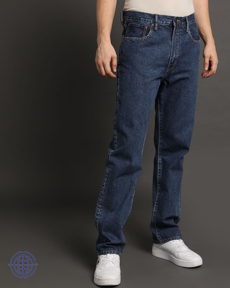Mid-Wash Straight Jeans with Washwell