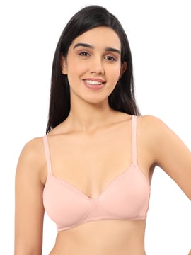 Buy Alies Women's Cotton Lace Padded Full Coverage Non Wired T-Shirt Bra  Online at Best Prices in India - JioMart.