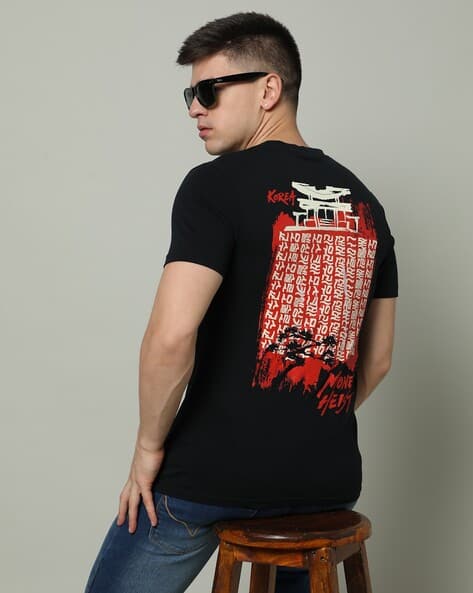 Celio Men Typographic Print Slim Fit Crew-Neck T-Shirt