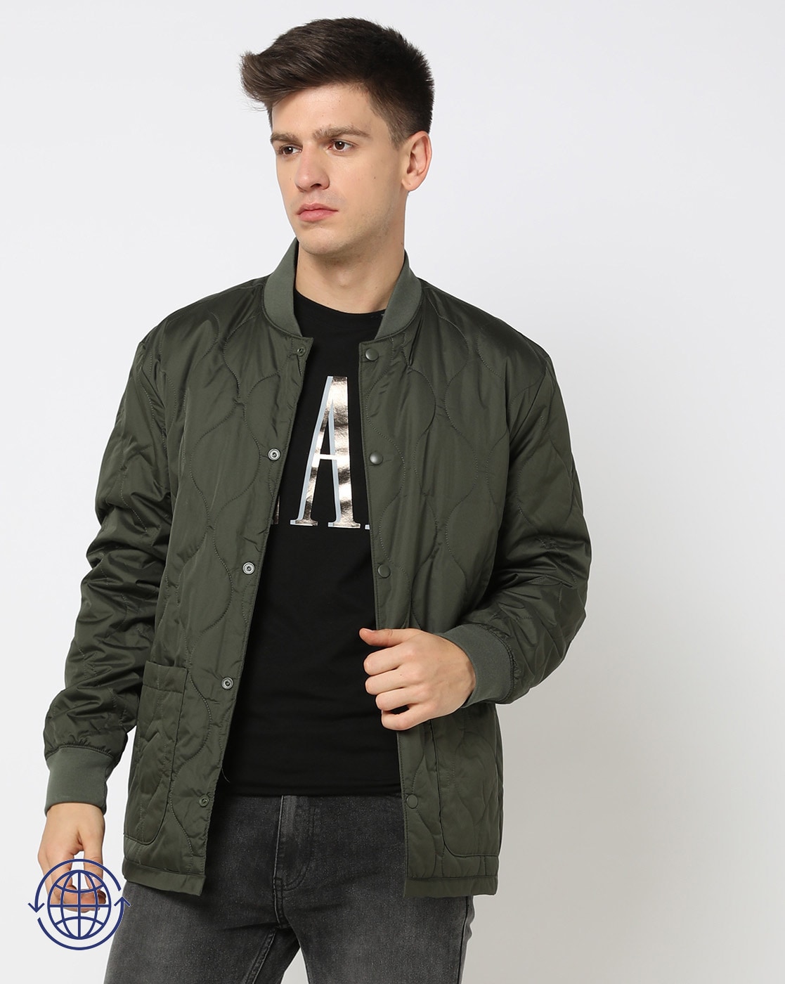 Buy Men Casual Green Solid Jackets Online - 946646 | Louis Philippe