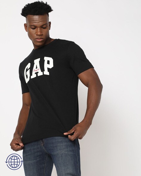 Men Brand Print Regular Fit Crew-Neck T-Shirt