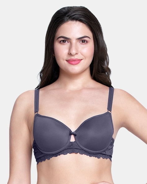 Buy Amante Satin Edge Padded Wired High Coverage Bra - Pink (32B) Online