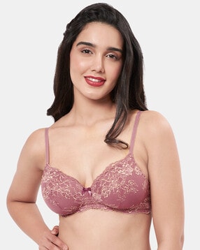 Buy Enamor Purple Lace Work Push-up Bra for Women Online @ Tata CLiQ