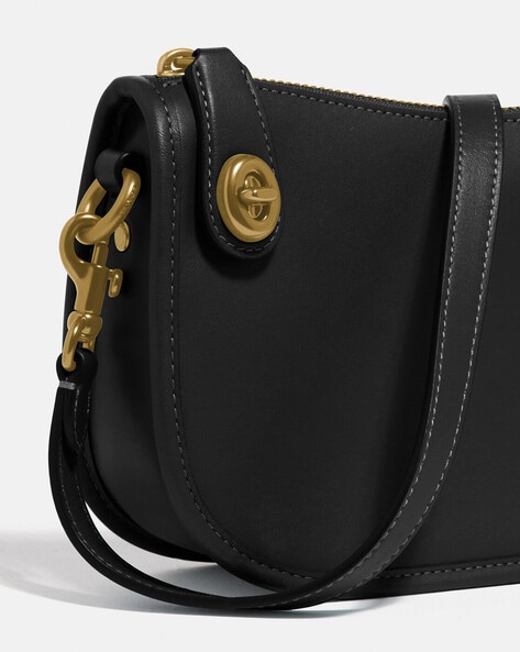 Coach — Over-Shoulder Small Leather Hand Bag - Black - Gem