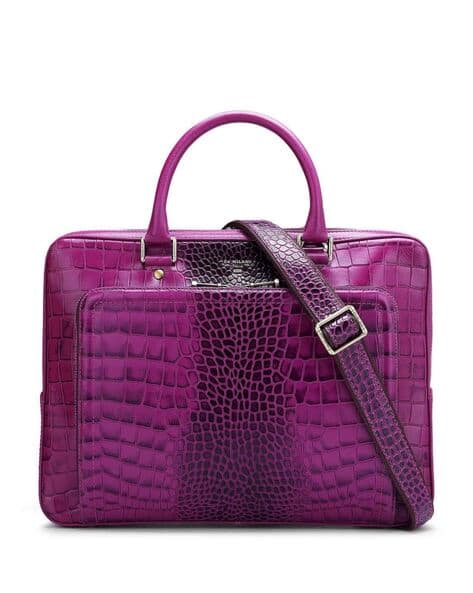 Ajio Da Milano Laptop Trolley Bags Brand Print Leather 14