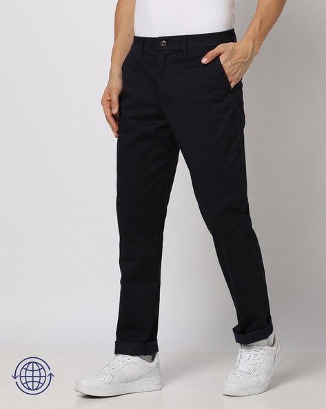 Buy GAP White Slim Fit Solid Trousers - NNNOW.com