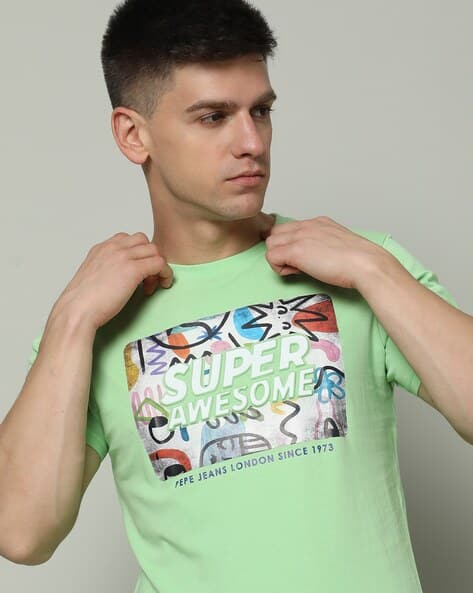 Pepe Jeans Men Bradman Printed Regular Fit Crew-Neck T-Shirt