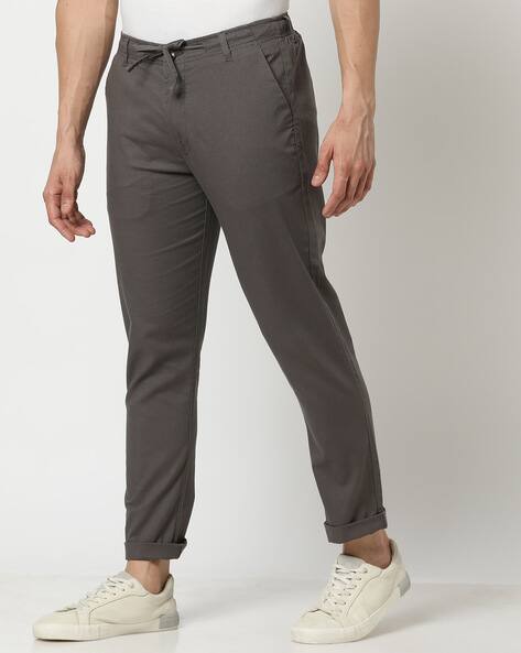Men Flat-Front Tapered Fit Trousers