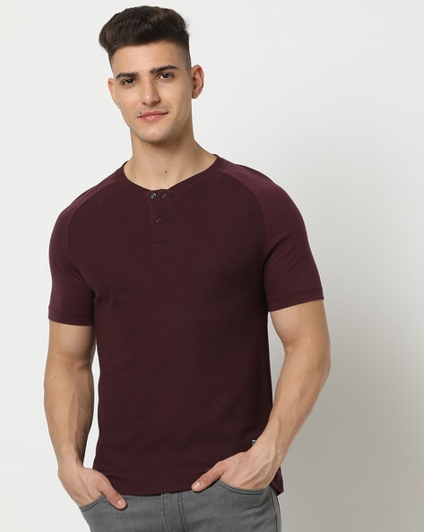 Men Slim Fit Henley T-Shirt