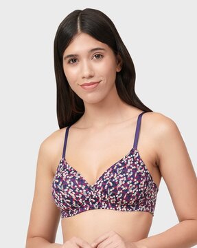 Buy Amante Solid Padded Non-Wired Full Coverage Floral Chic T-Shirt Bra at