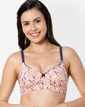 Buy Amante Padded Non Wired Full Coverage Lace Bra Bra - Midnight