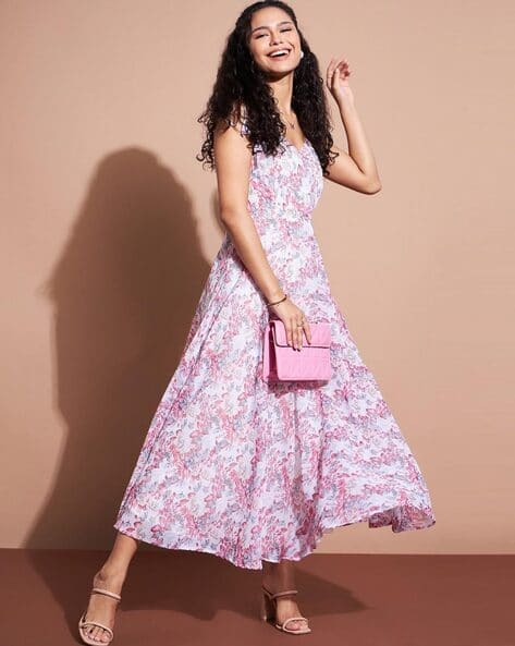 DEEWA Women Floral Print Fit & Flare Dress