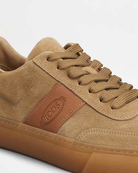 TOD'S スエード スニーカー Beige lace-up shoes Tod's Perforated Women Suede Chunky Sporty Beige Leather