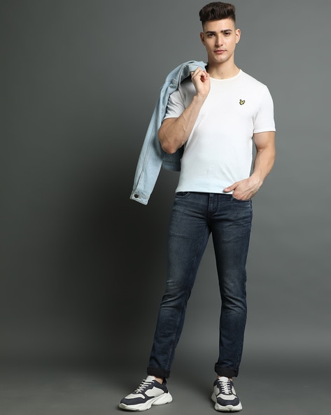 Men Lightly Washed Slim Fit Jeans