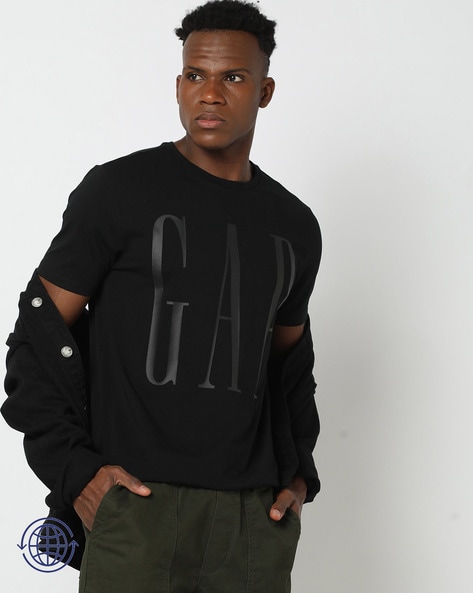 Men Logo Print Regular Fit Crew-Neck T-Shirt