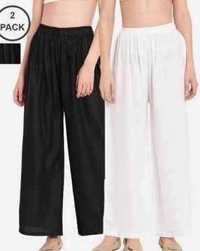 Women Pack of 2 Palazzos with Elasticated Waist 